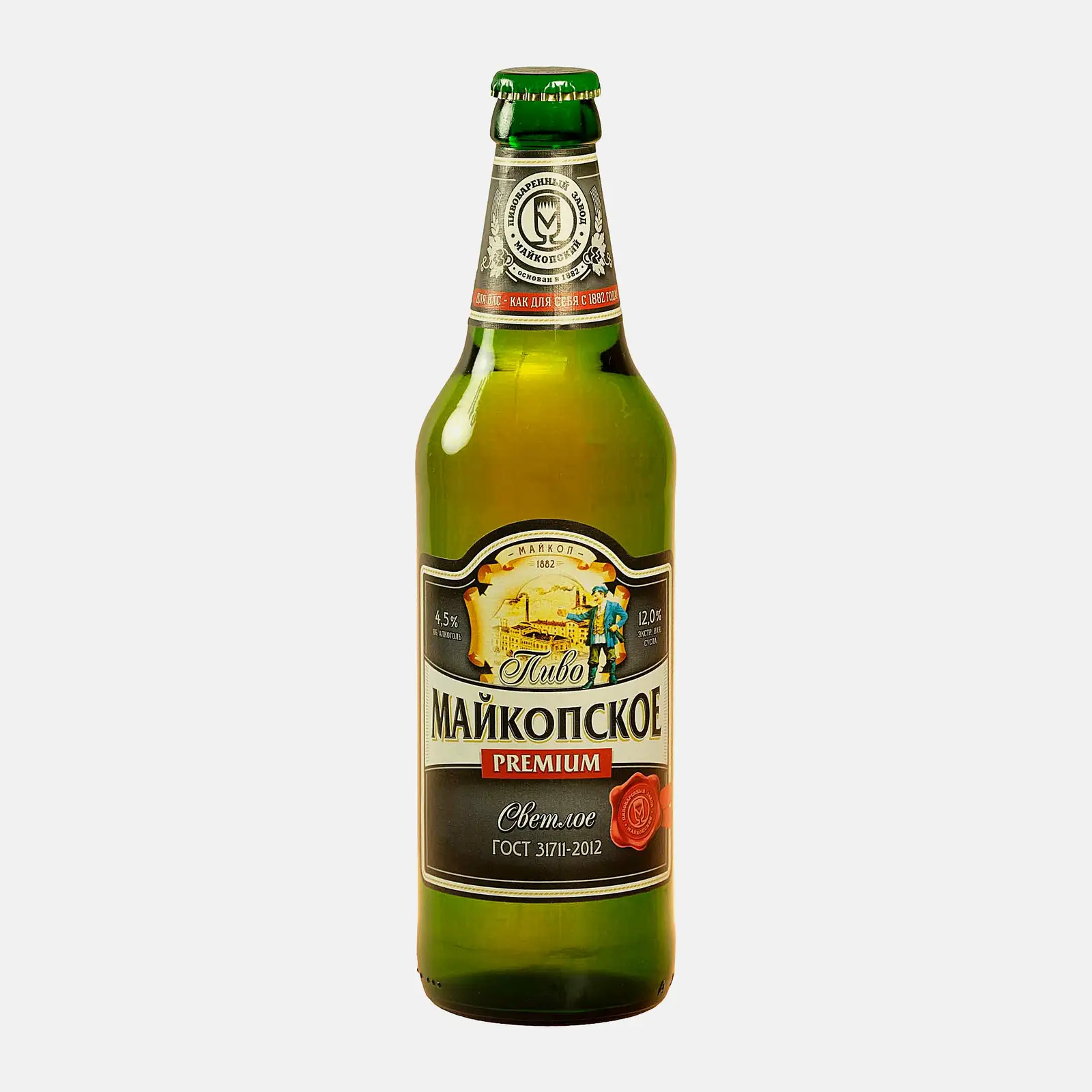 Пиво Майкопское Premium светлое фильтрованное 4.5% 500мл