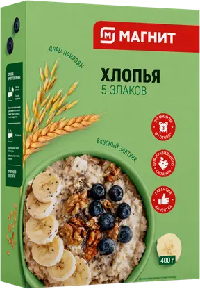 Изображение товара Хлопья Магнит 5 злаков 400г - Полезный завтрак