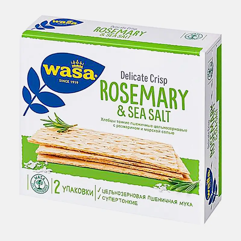 Хлебцы Delicate Crisp пшеничные тонкие с розмарином и морской солью Wasa 190г - фото 2