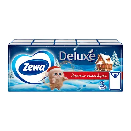 Изображение товара Носовые платочки 3 слоя Zewa Deluxe 10*10шт в ассортименте