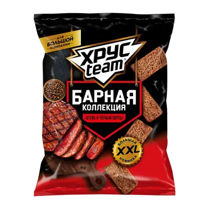 Изображение товара Сухарики Хруст Team Барная коллекция Стейк и черный перец 140г