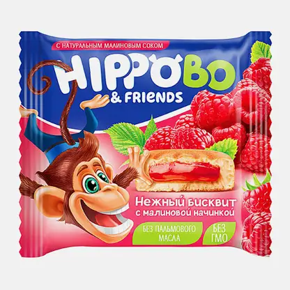 Пирожное Hippo Bo & Friends бисквитное с малиновой начинкой 32г