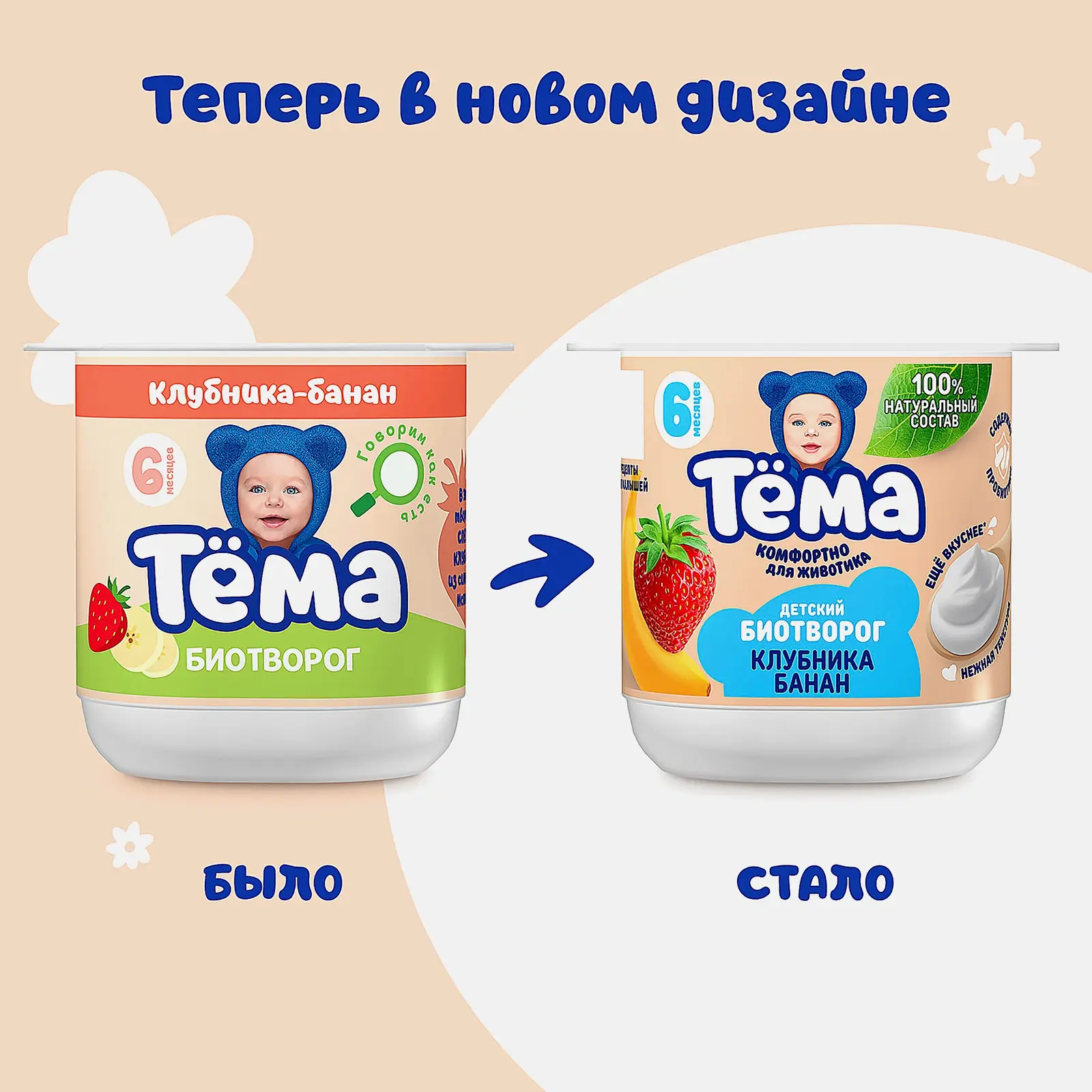 Биотворог Тема Клубника банан 4% 95г