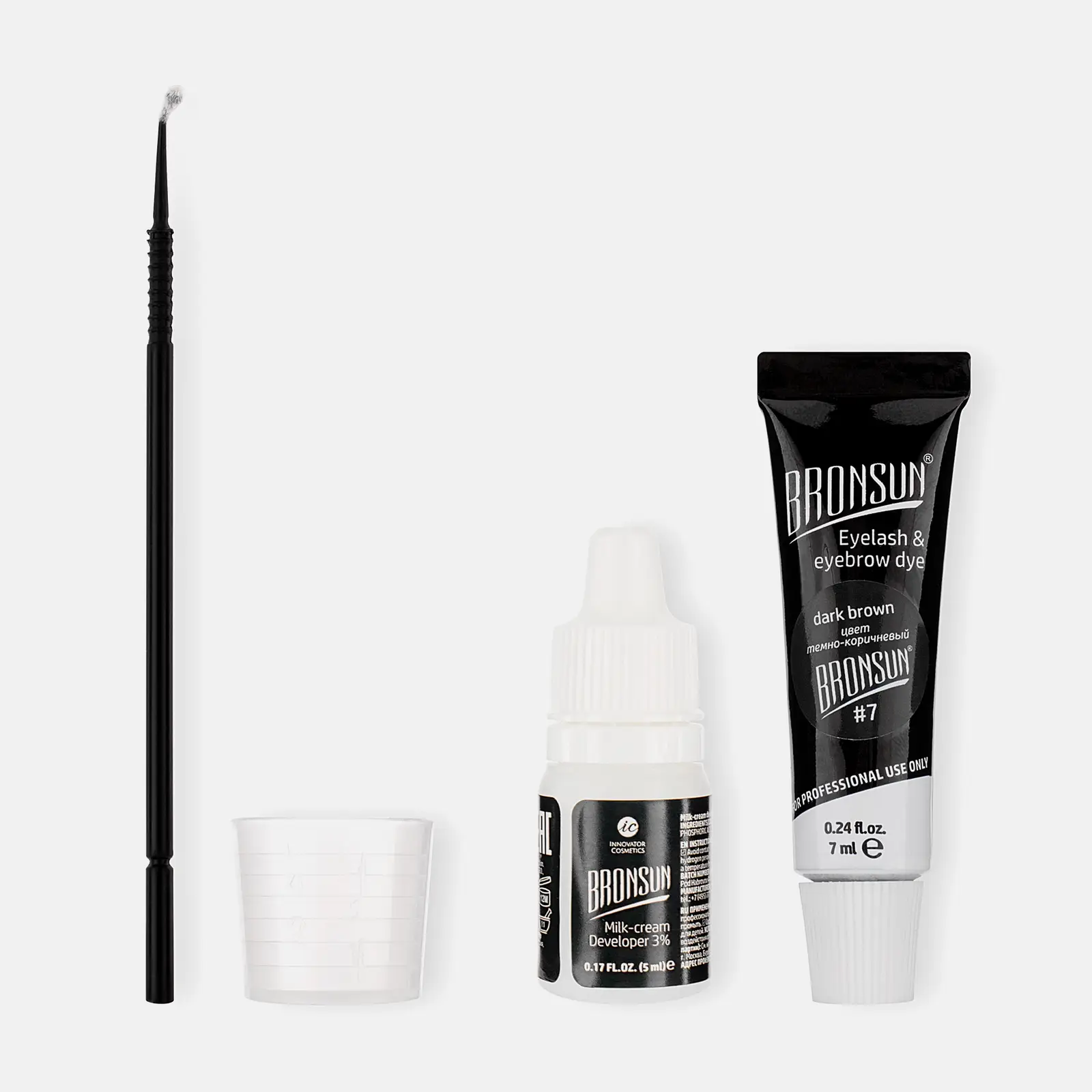 Набор для домашнего окрашивания бровей Bronsun цвет Черный №1 33г