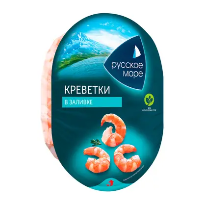 Изображение товара Креветки Русское море в заливке 180г - вкусный и полезный продукт