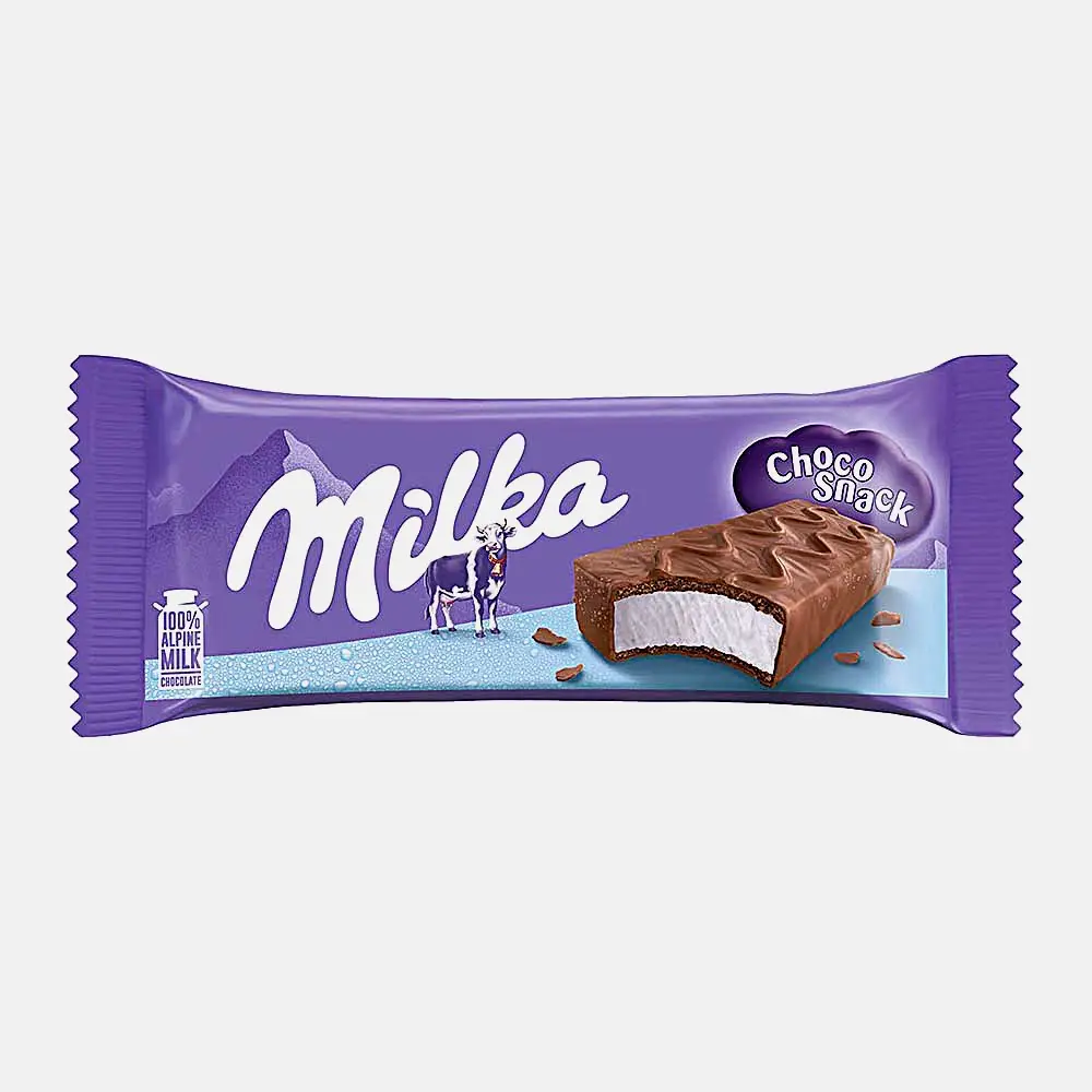 Изображение товара Пирожное бисквитное с кремом и цельным молоком в молочном шоколаде Milka 27г