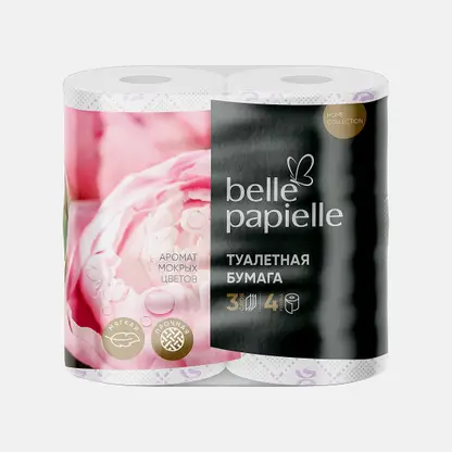 Туалетная бумага Belle Papielle мокрые Цветы 3 слоя 4 рулона