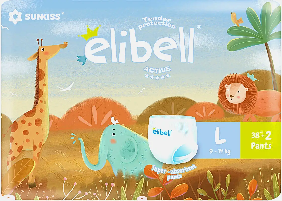 Подгузники-трусики Elibell Active р.L 9-14кг 40шт