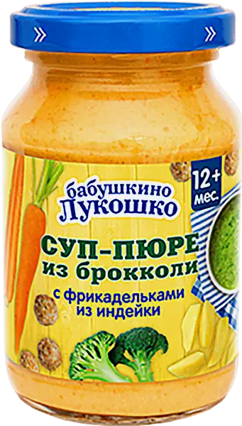Суп-пюре Бабушкино лукошко с брокколи и фрикадельками из индейки с 12 месяцев 190г