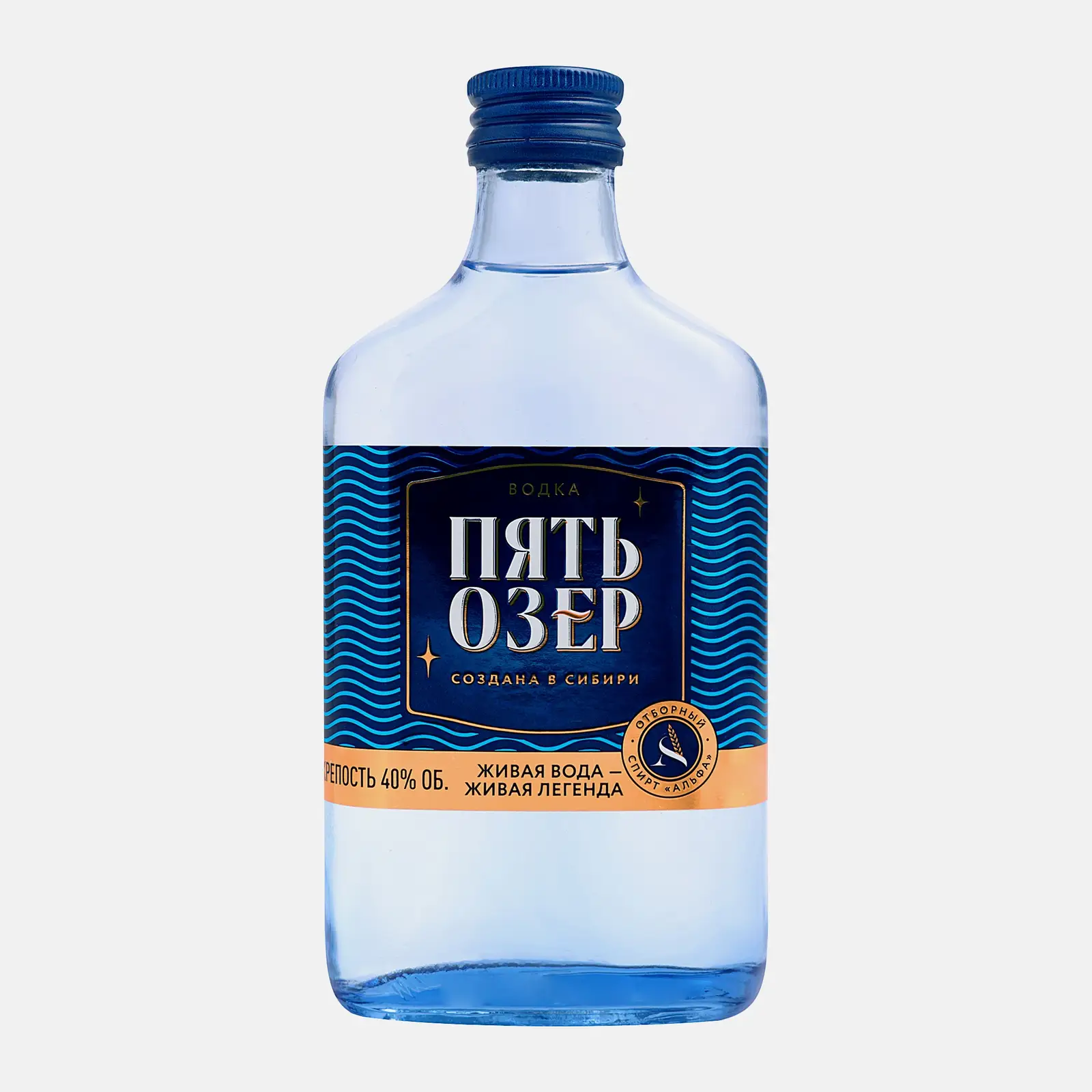 Изображение товара Водка Пять озер 40% 250мл натуральный продукт с чистой сибирской водой