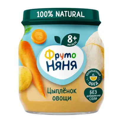 Изображение товара Пюре Фрутоняня Цыпленок с овощами 100г
