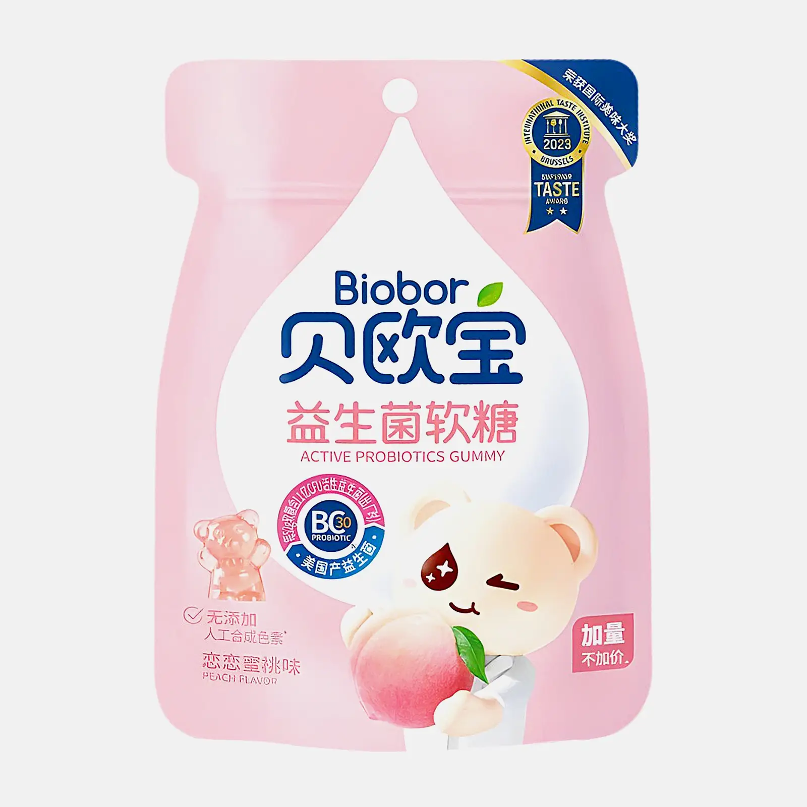 Изображение товара Жевательный мармелад с пробиотиком Персик Biobor 45г укрепление кишечника натуральный вкус