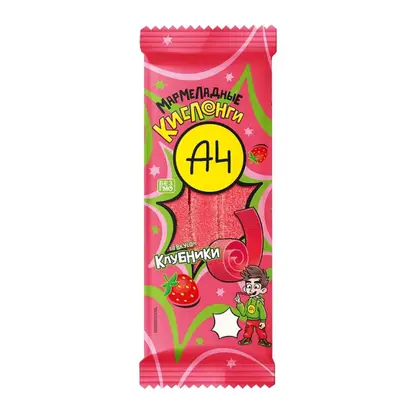 Изображение товара Жевательный мармелад Кислонги со вкусом клубники А4 100г