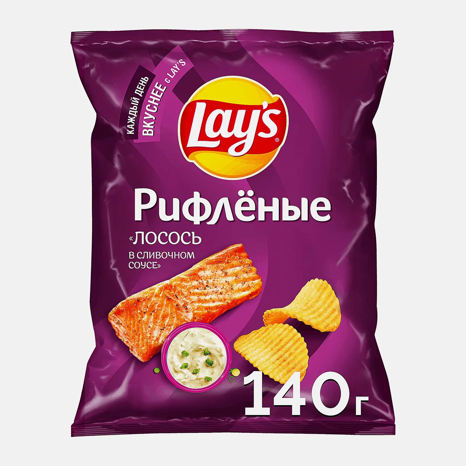 Изображение товара Чипсы Lays Рифлёные Лосось в сливочном соусе 140г