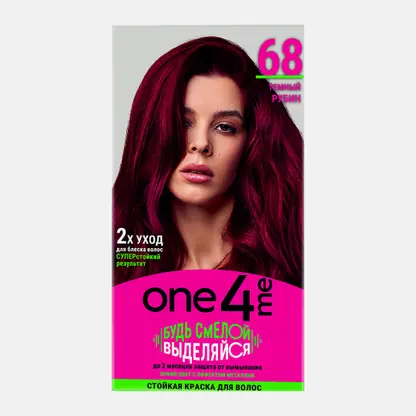 Стойкая крем-краска One4me тон 68 Тёмный рубин