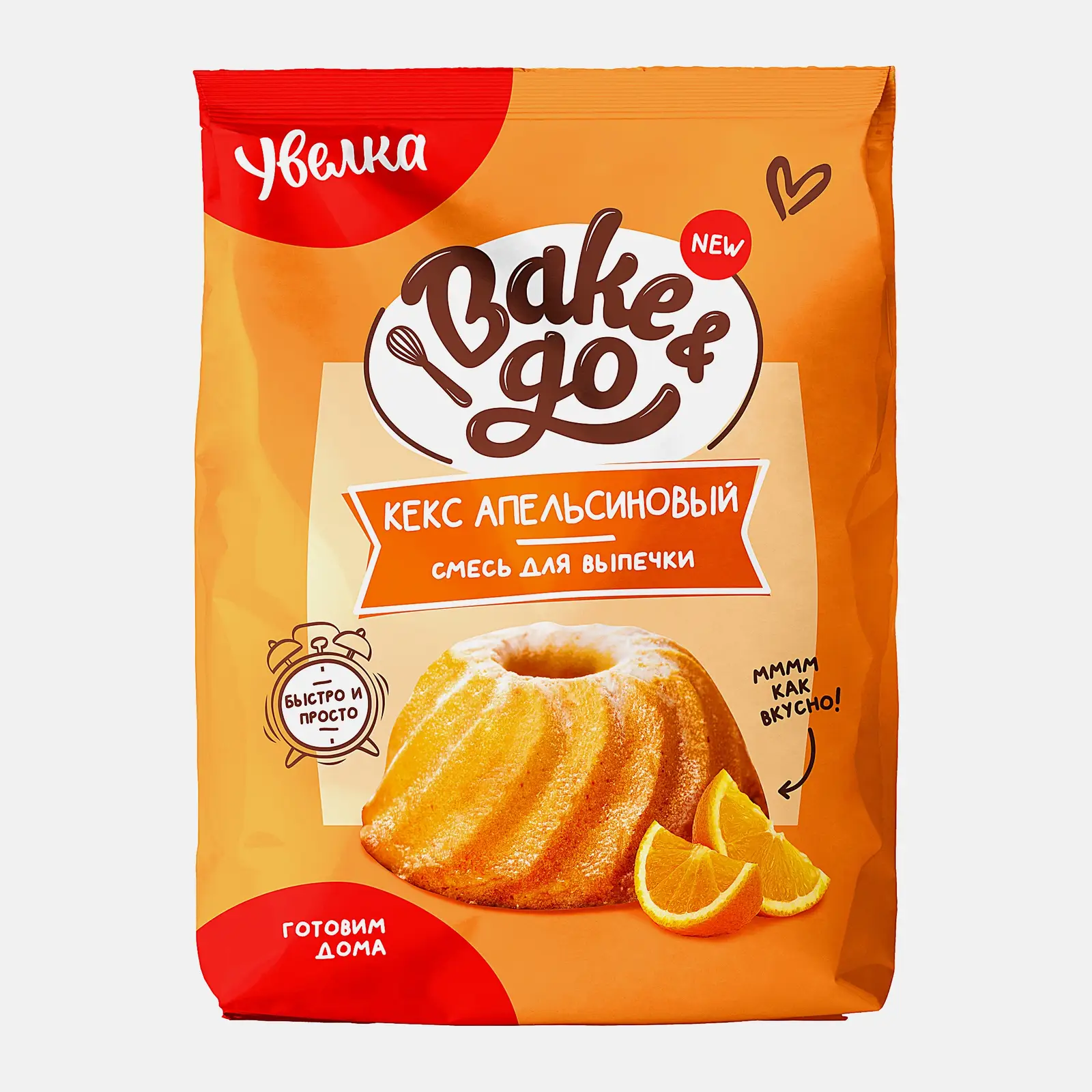 Изображение товара Смесь для выпечки Увелка Bake&Go Кекс Апельсиновый 300г быстрый рецепт