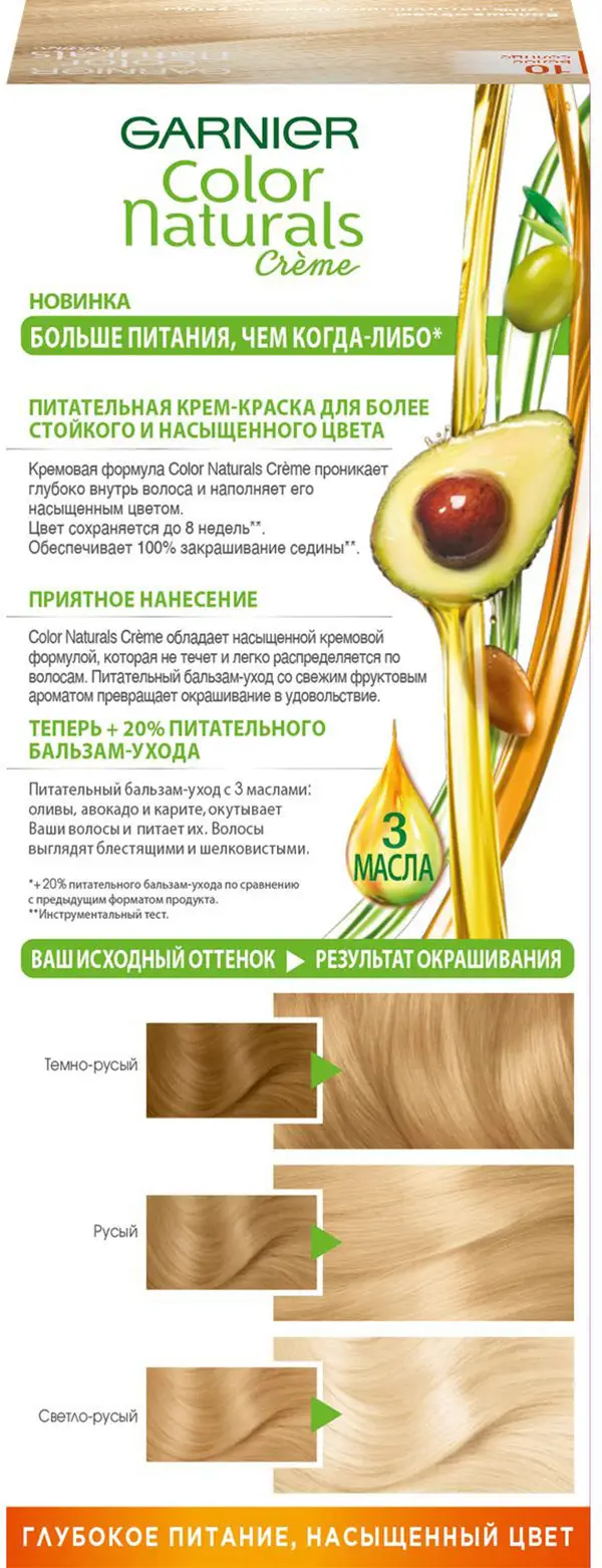 Стойкая крем-краска для волос Garnier Color Naturals Питательная оттенок 10 Белое солнце