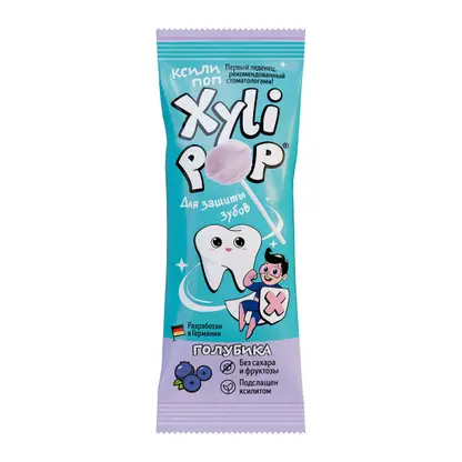 Изображение товара Леденец на палочке со вкусом голубики Xylipop 6г Изображение товара Леденец на палочке со вкусом голубики Xylipop 6г