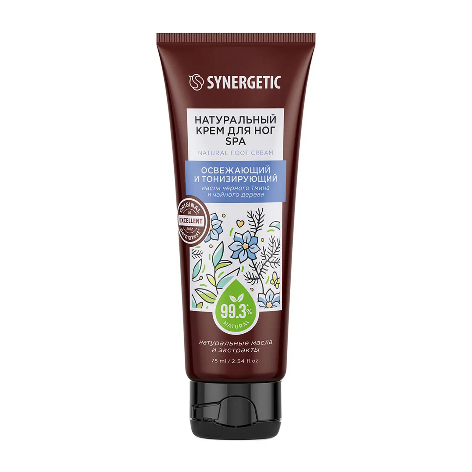Крем для ног Synergetic натуральный освежающий и тонизирующий spa 75мл