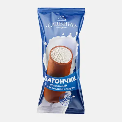 Мороженое батончик ванильный в шоколадной глазури Славино 10% 80г