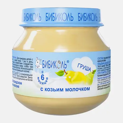Пюре Бибиколь Груша с козьим молочком с 6 месяцев 80г