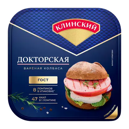Изображение товара Колбаса Клинский Докторская вареная нарезка 190г