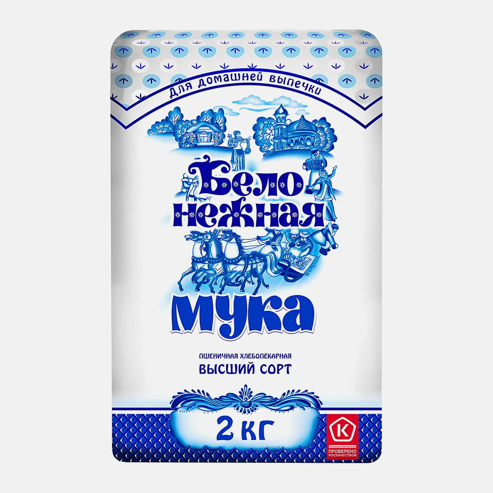 Изображение товара Мука пшеничная Бело-Нежная 2кг для выпечки, хлеба и пирогов