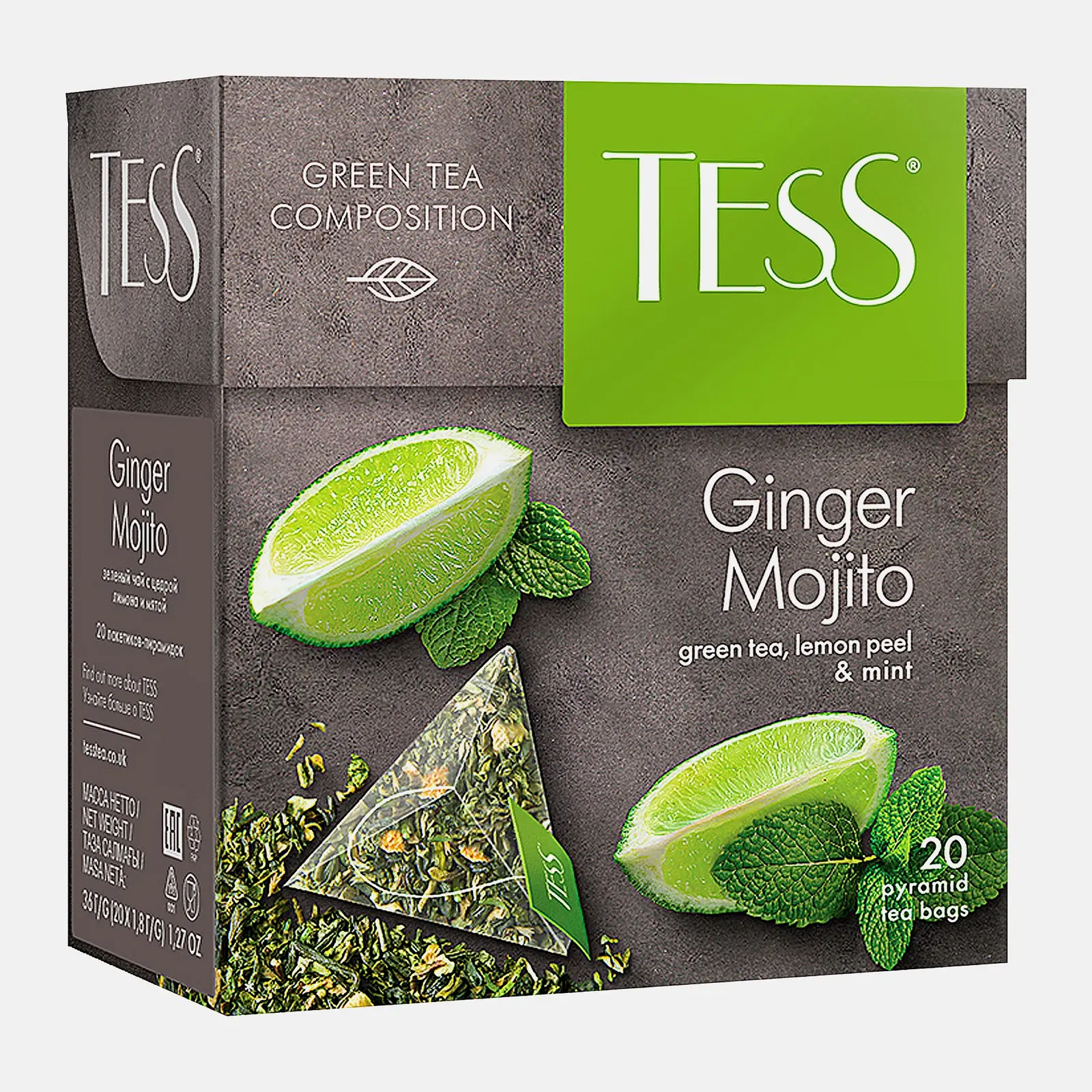 Чай зеленый Tess Ginger Mojito 20пак - фото 3 Чай зеленый Tess Ginger Mojito 20пак - фото 3