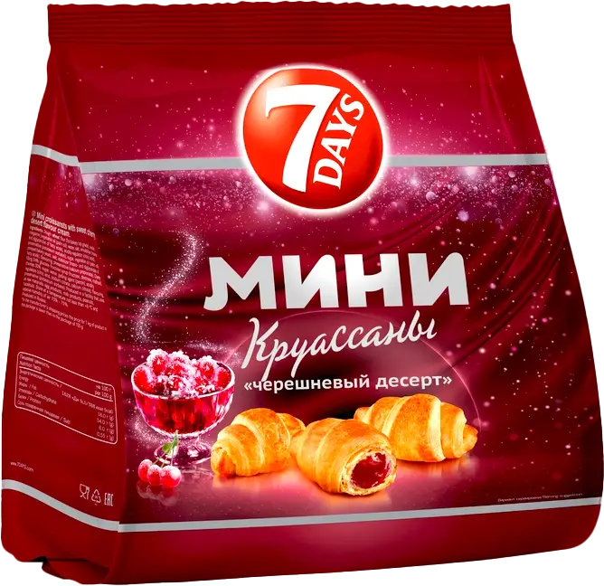 Изображение товара Круассан мини начинка черешневый десерт 7Days 265г