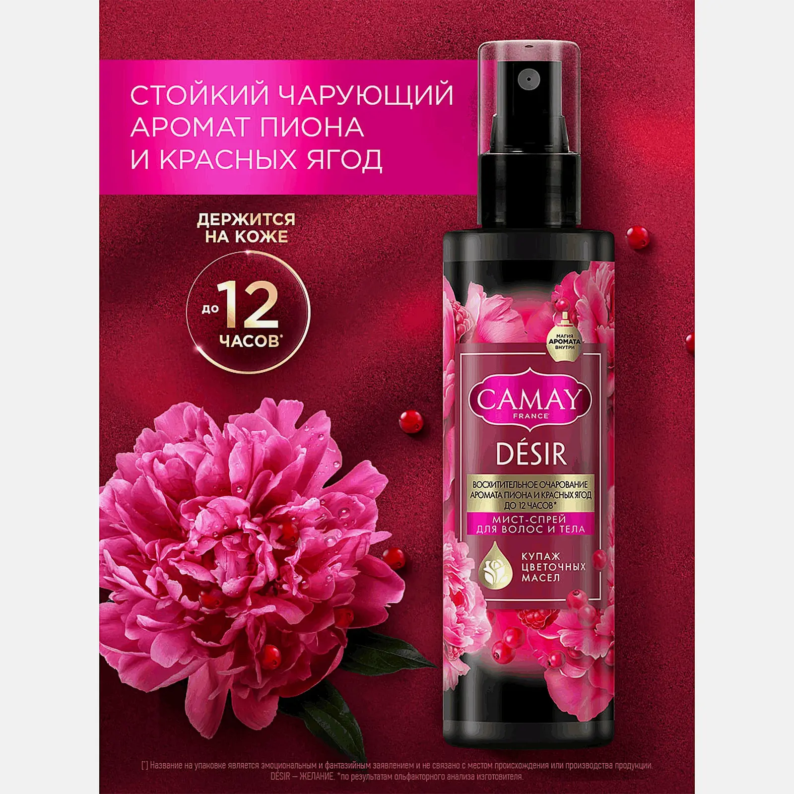 Мист-спрей для волос и тела Camay Desir Восхитительное очарование 190мл