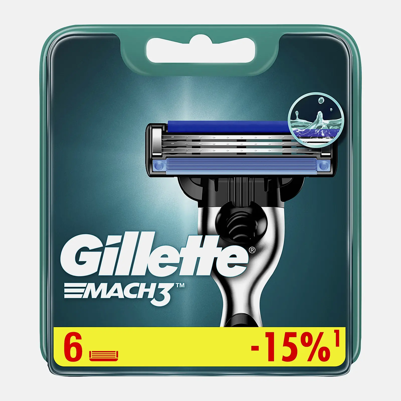 Изображение товара Сменные кассеты Gillette Mach3 6 шт для безопасного и гладкого бритья