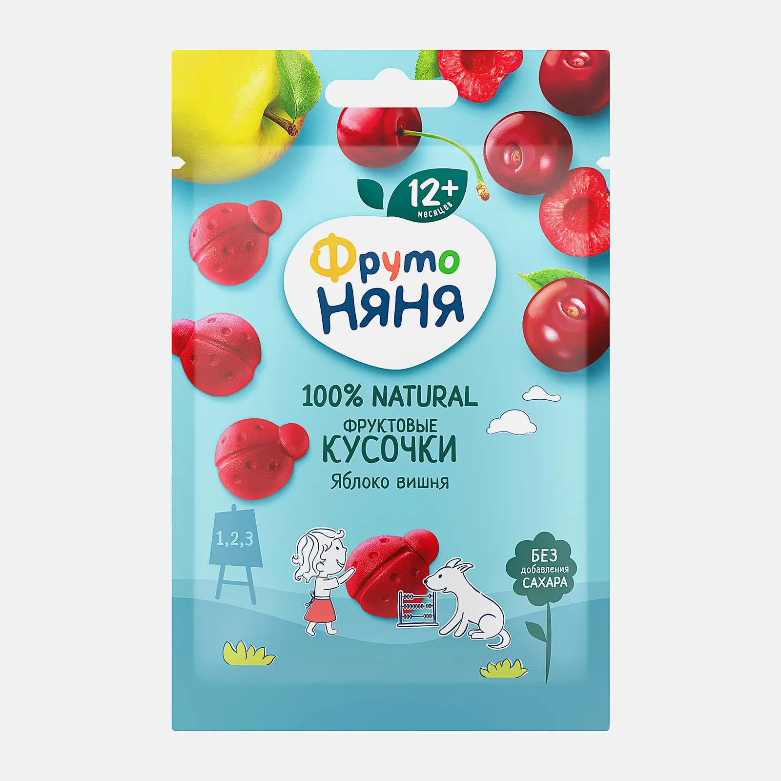 Изображение товара Фруктовые кусочки Яблоко-вишня Божьи коровки Фрутоняня 15г