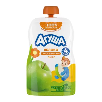 Изображение товара Детское фруктовое пюре Агуша Яблоко с 4 месяцев 90г