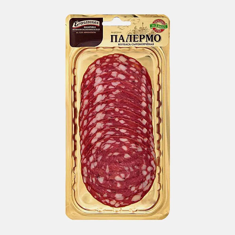 Изображение товара Колбаса Егорьевская Палермо сырокопченая нарезка 100г