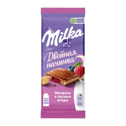 Изображение товара Шоколад Milka молочный Миндаль и лесные ягоды 80г