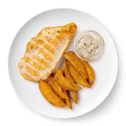 Изображение товара Куриная грудка с картофелем и грибным соусом 220г