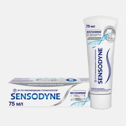 Зубная паста Sensodyne Восстановление и Защита Отбеливающая для чувствительных зубов с кальцием и фтором 75мл