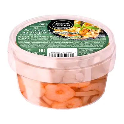 Изображение товара Ассорти из морепродуктов в рассоле Добрый океан 180г