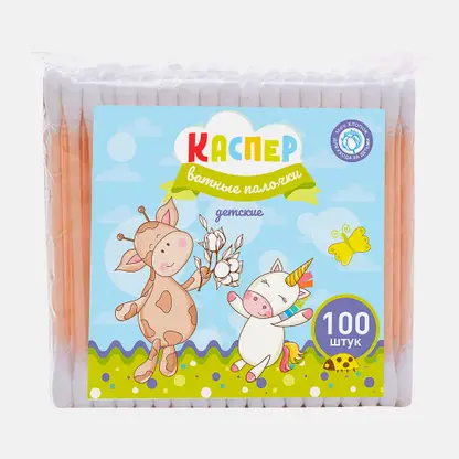 Ватные палочки Каспер детские 100шт