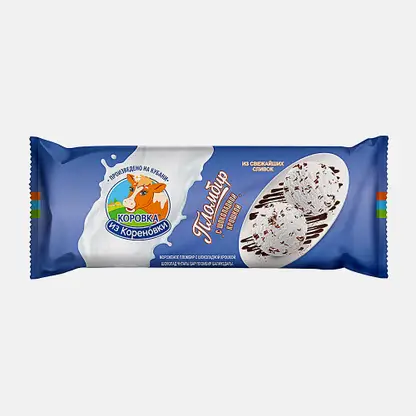 Мороженое Коровка из Кореновки Пломбир с шоколадной стружкой 400г