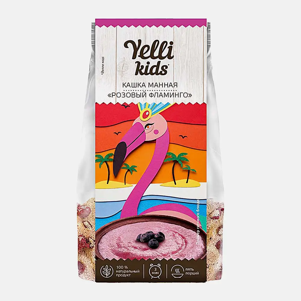 Кашка манная Розовый фламинго Yelli Kids 100г Кашка манная Розовый фламинго Yelli Kids 100г