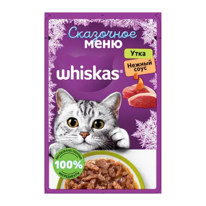 Изображение товара Влажный корм для кошек Сказочное меню с уткой Whiskas 75г