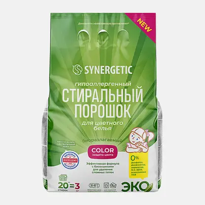Стиральный порошок Synergetic Color для цветного белья 3кг