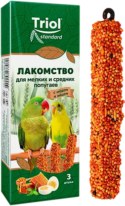 Лакомство для мелких и средних попугаев с мёдом и яйцом Triol 3шт