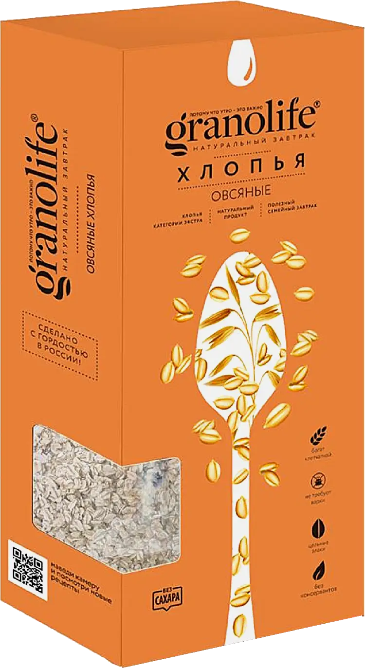 Хлопья овсяные Granolife 500г Хлопья овсяные Granolife 500г