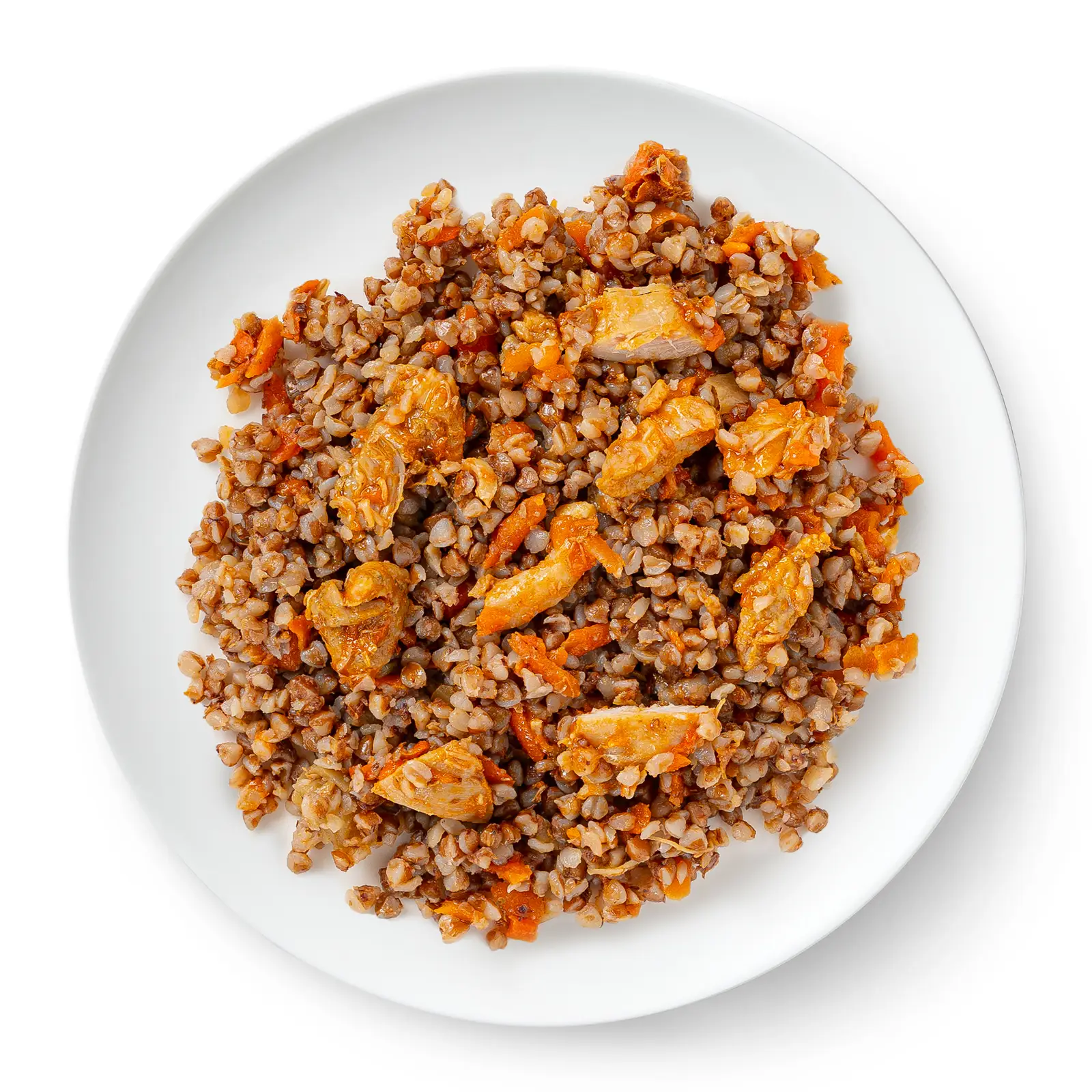 Изображение товара Гречка по-купечески с куриным мясом и овощами 200г