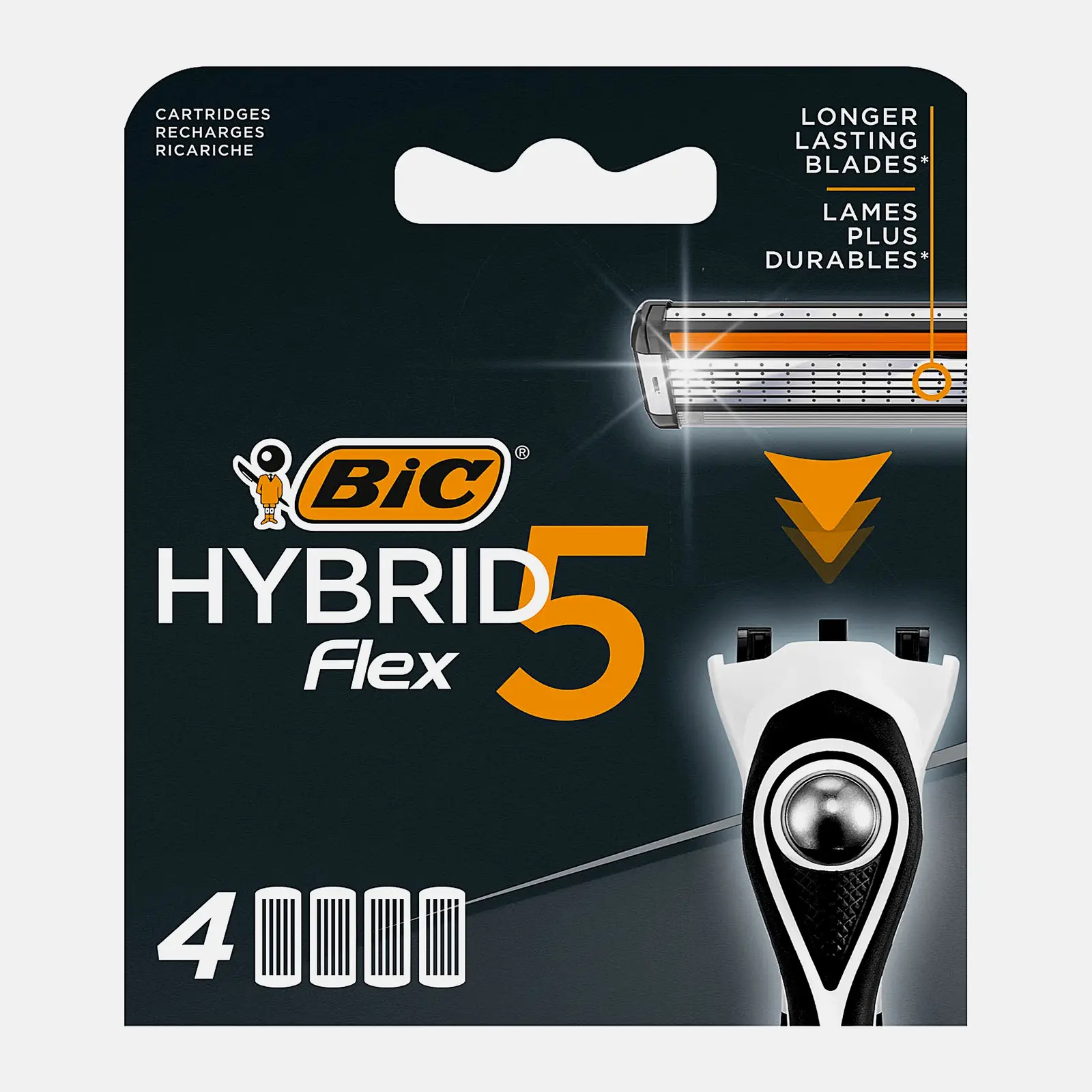 Сменные кассеты для мужской бритвыBIC Hybrid 5 Flex 5 подвижных лезвий 4шт