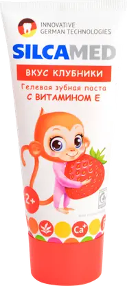 Изображение товара Зубная паста Silcamed детская со вкусом клубники 2-12 лет 65г