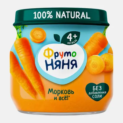 Морковное пюре с 4 месяцев Фрутоняня 80г