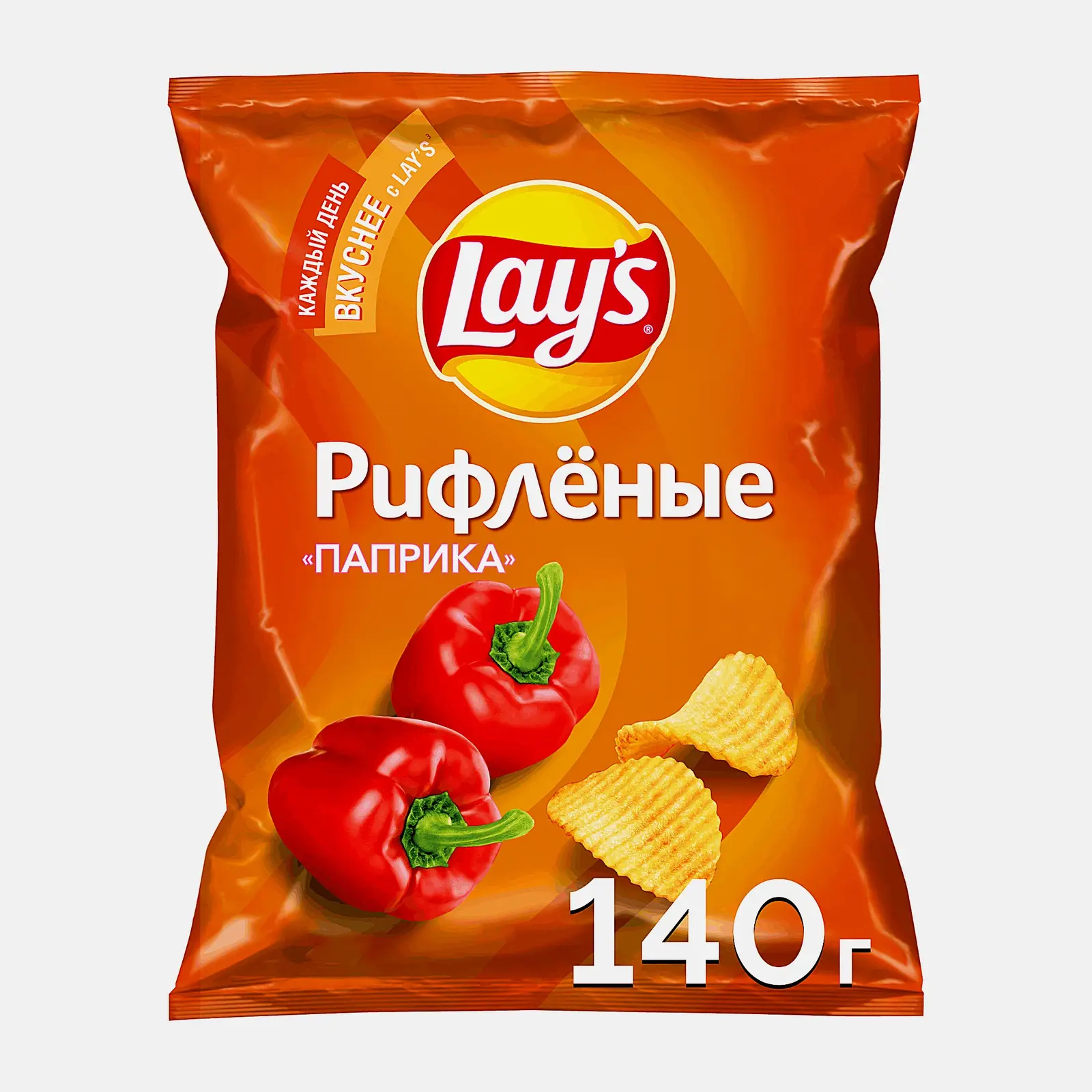 Изображение товара Чипсы Lays Рифлёные Паприка 140 г - вкусный перекус с насыщенным вкусом